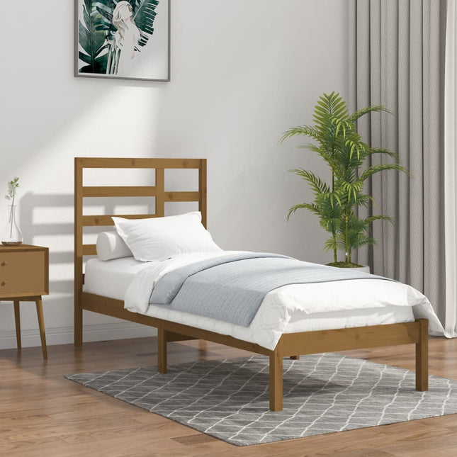 Bedframe Massief Hout 100 x 200 cm Honingbruin