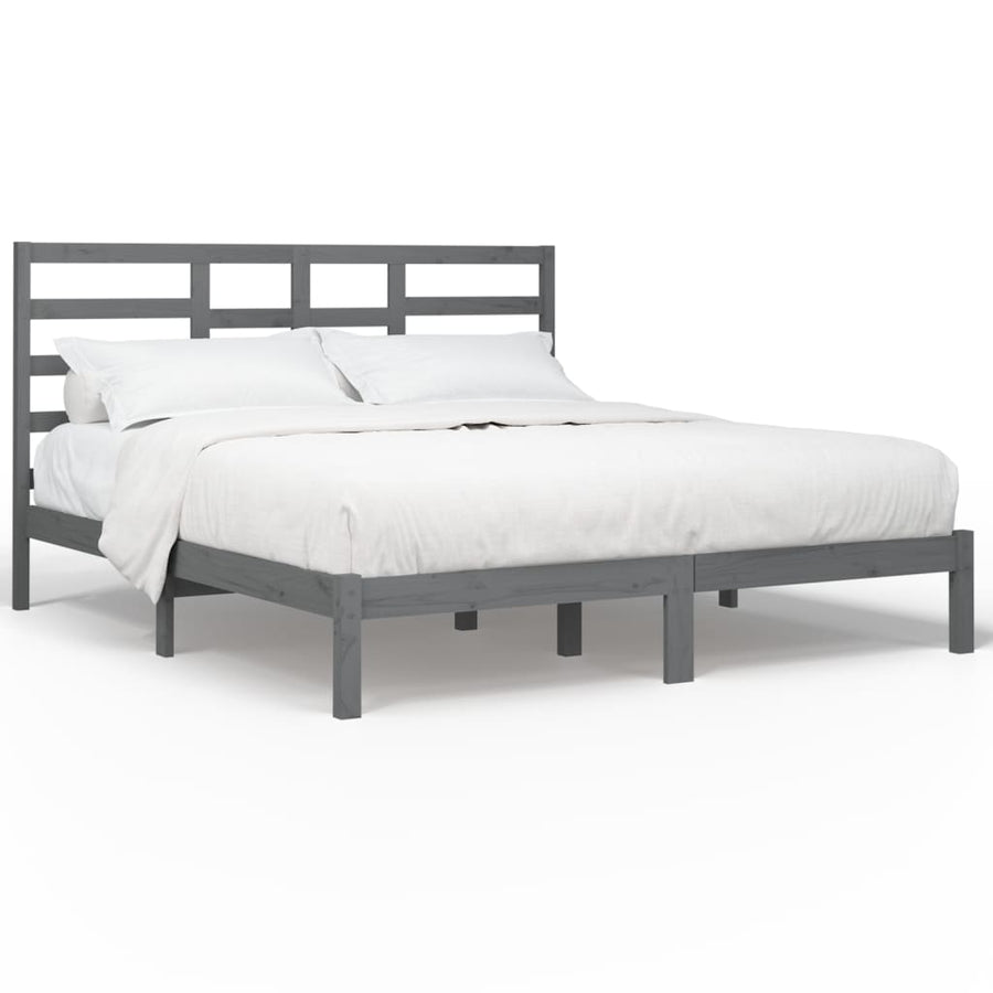 Bedframe Massief Hout 200 x 200 cm Grijs