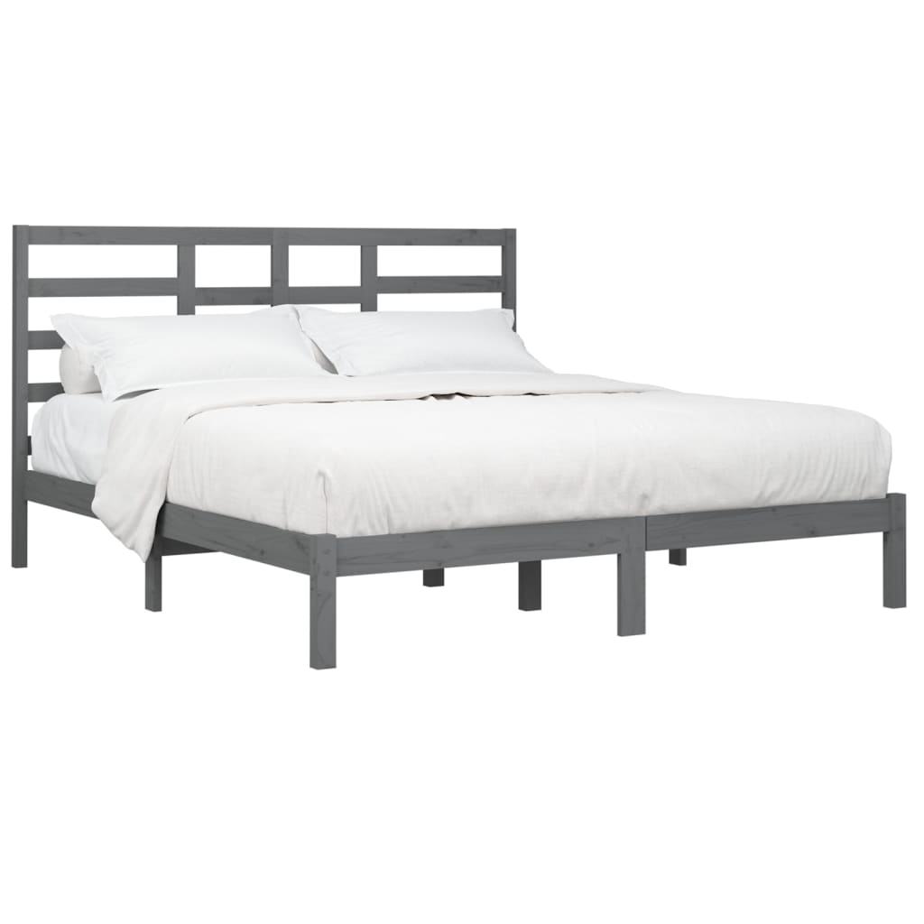 Bedframe Massief Hout 200 x 200 cm Grijs