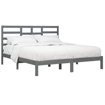 Bedframe Massief Hout 200 x 200 cm Grijs