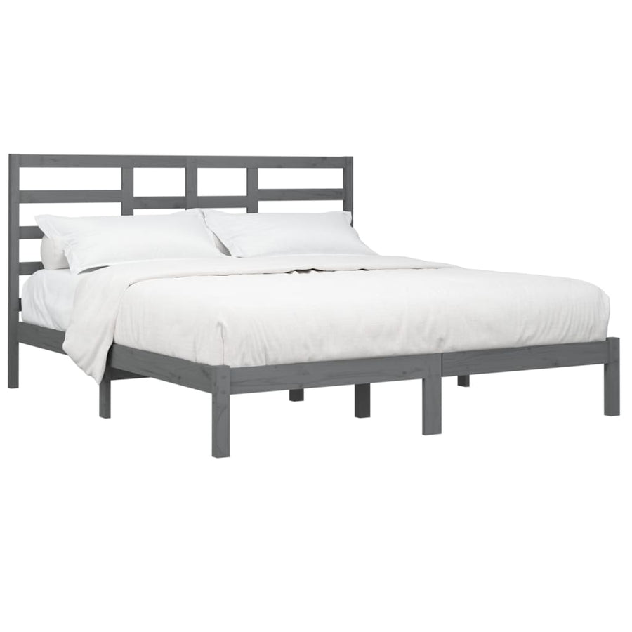 Bedframe Massief Hout 200 x 200 cm Grijs