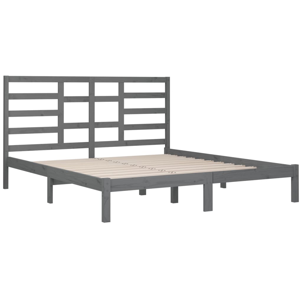 Bedframe Massief Hout 200 x 200 cm Grijs