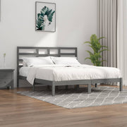 Bedframe massief grenenhout grijs 200x200 cm