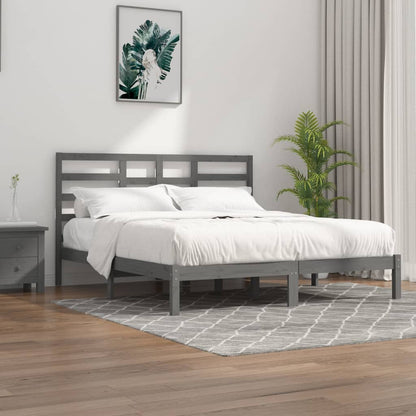 Bedframe Massief Hout 200 x 200 cm Grijs