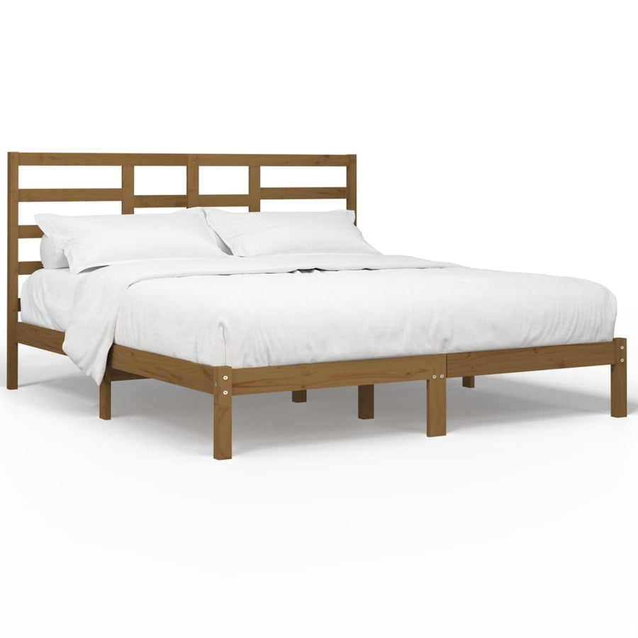 Bedframe Massief Hout 200 x 200 cm Honingbruin