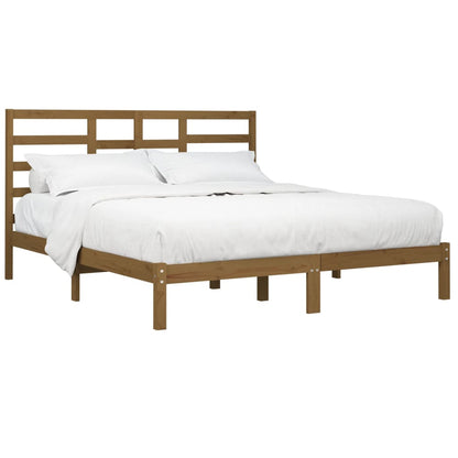 Bedframe Massief Hout 200 x 200 cm Honingbruin