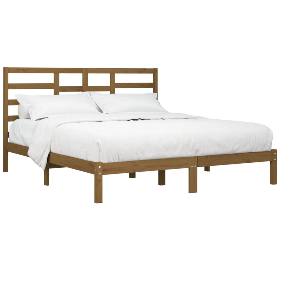 Bedframe Massief Hout 200 x 200 cm Honingbruin