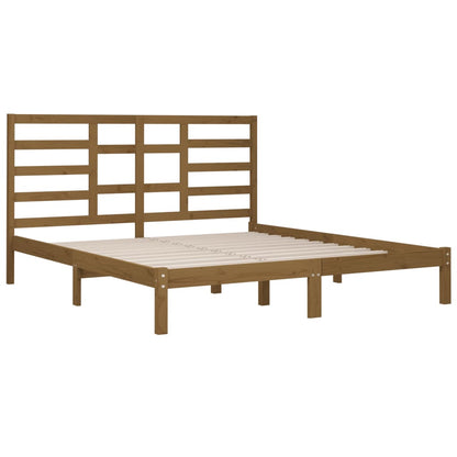 Bedframe Massief Hout 200 x 200 cm Honingbruin