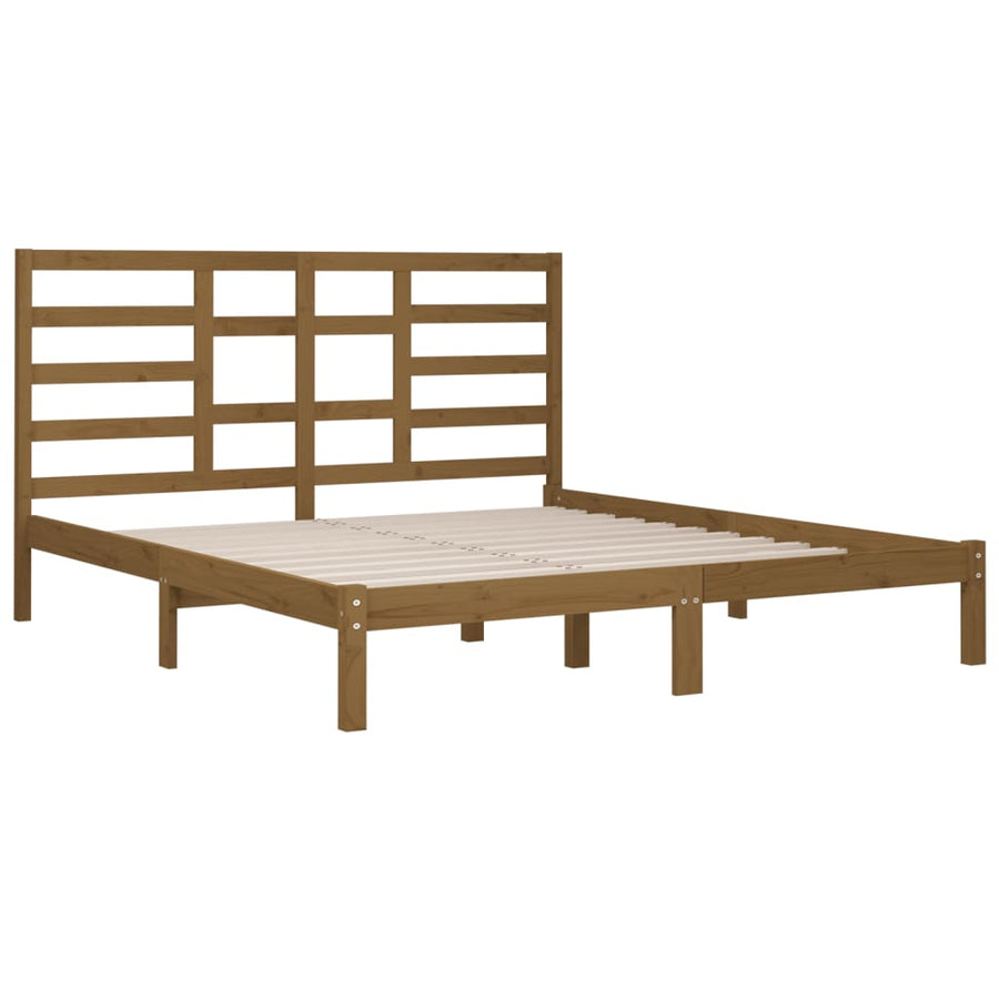 Bedframe Massief Hout 200 x 200 cm Honingbruin