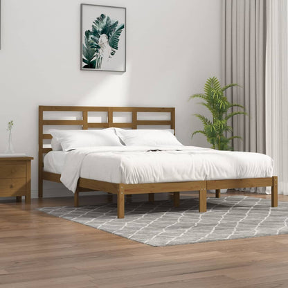 Bedframe Massief Hout 200 x 200 cm Honingbruin