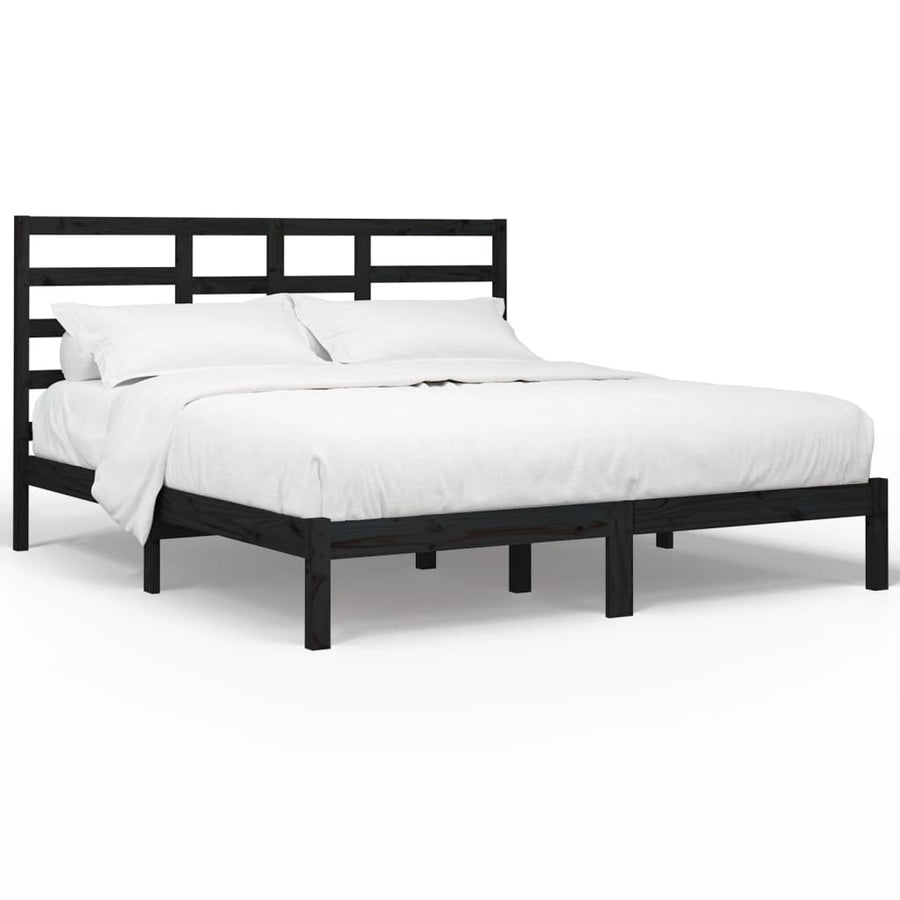 Bedframe Massief Hout 200 x 200 cm Zwart