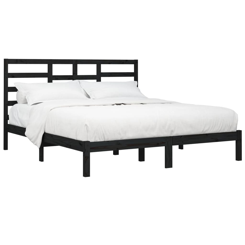 Bedframe Massief Hout 200 x 200 cm Zwart