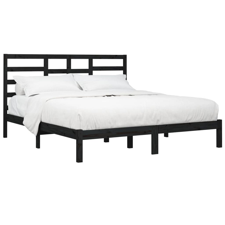 Bedframe Massief Hout 200 x 200 cm Zwart