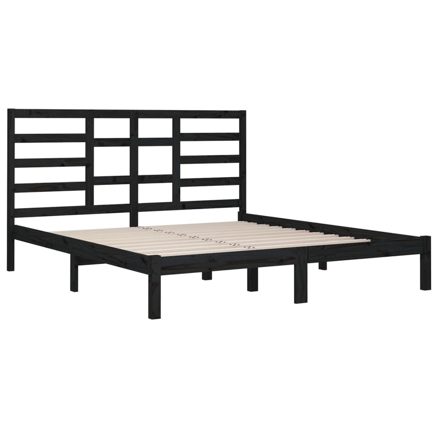 Bedframe Massief Hout 200 x 200 cm Zwart