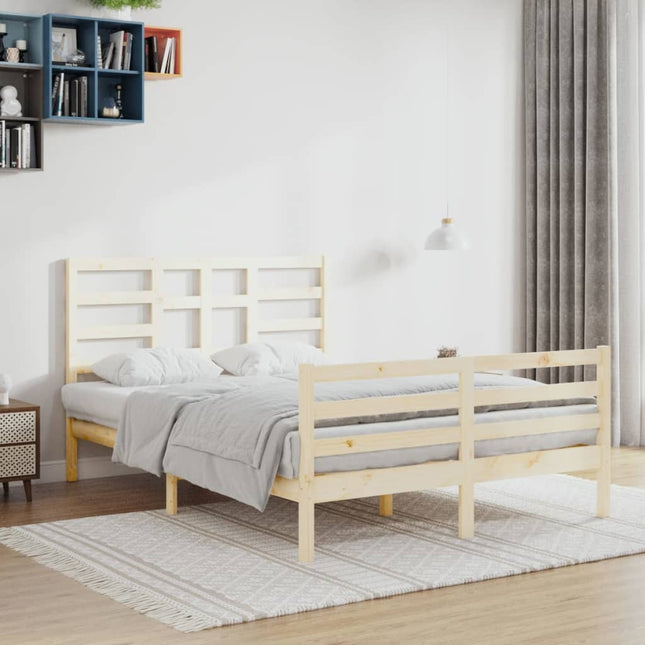 Bedframe massief hout 140x200 cm 140 x 200 cm Naturel