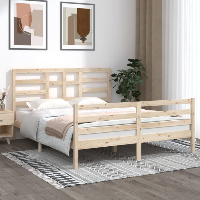 Bedframe Massief Hout 160 x 200 cm Naturel