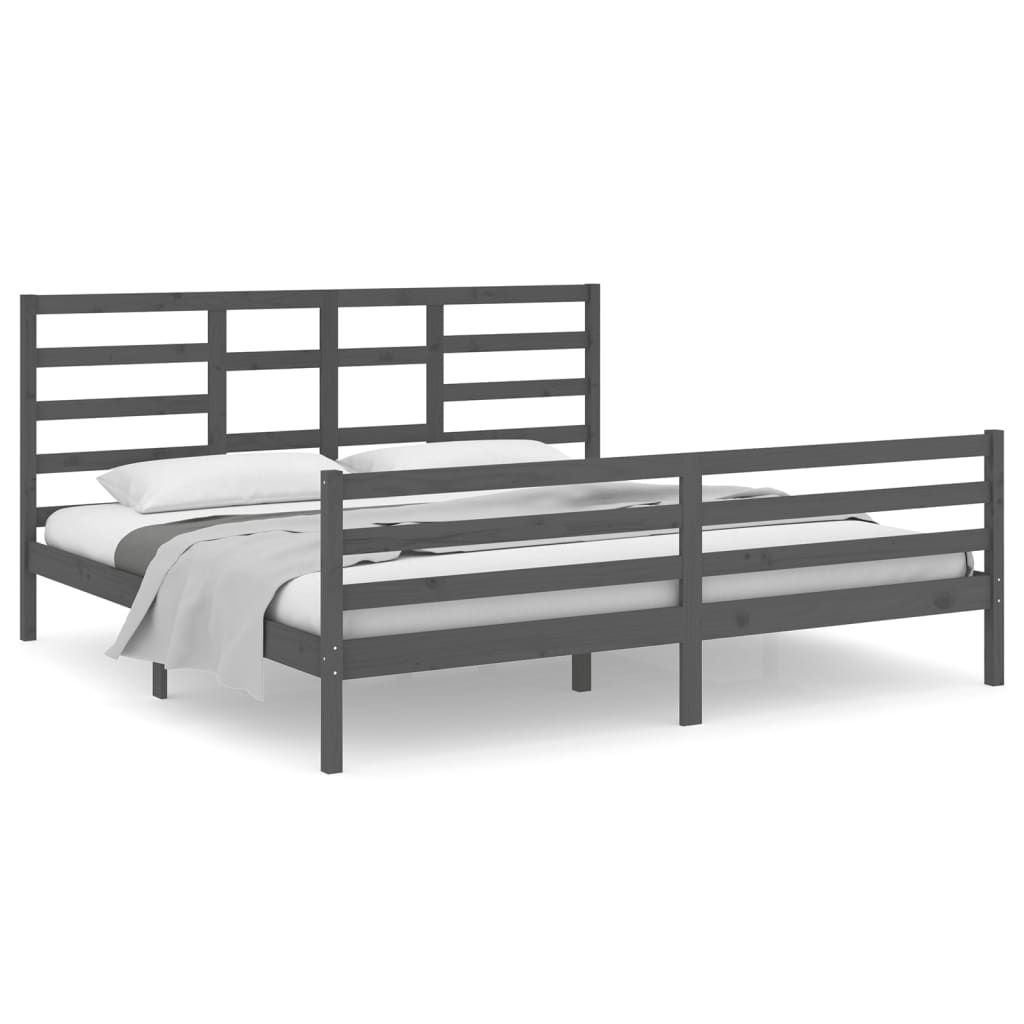 Bedframe Massief Hout 200 x 200 cm Grijs