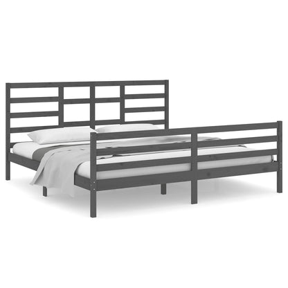 Bedframe Massief Hout 200 x 200 cm Grijs