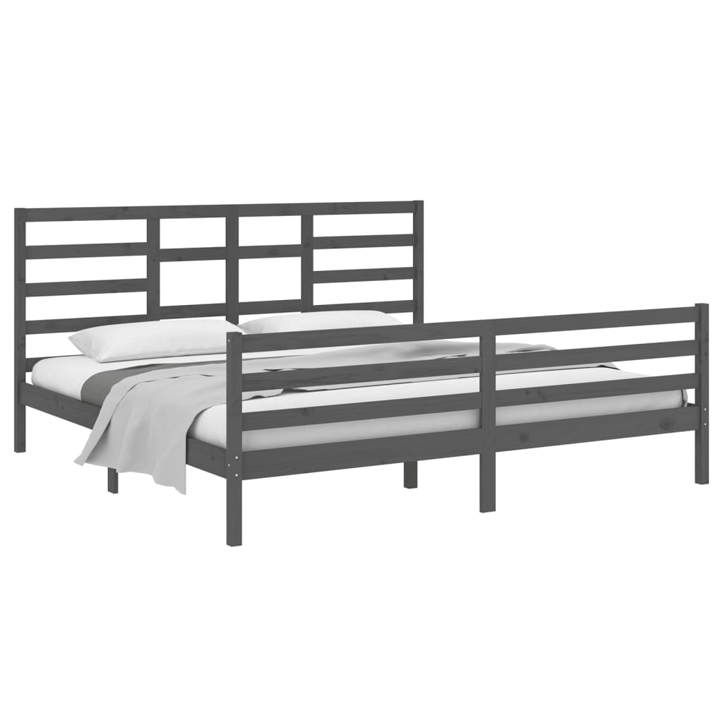Bedframe Massief Hout 200 x 200 cm Grijs
