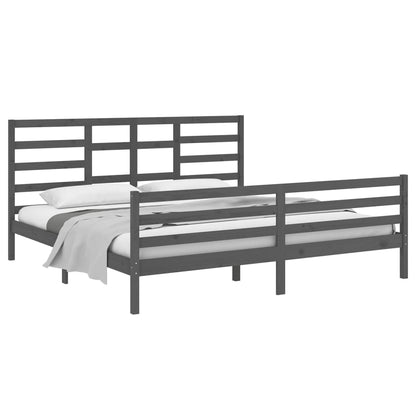 Bedframe Massief Hout 200 x 200 cm Grijs
