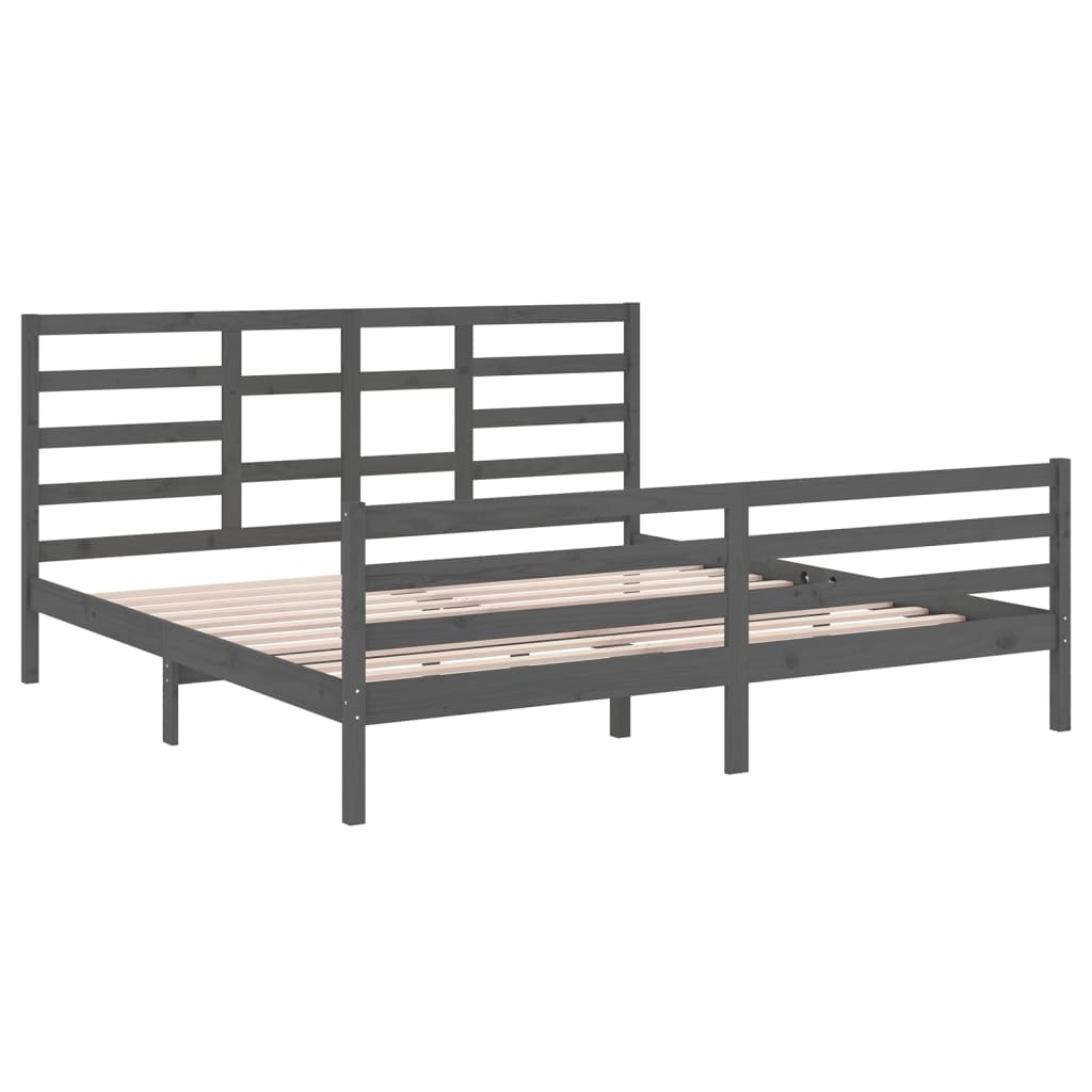 Bedframe Massief Hout 200 x 200 cm Grijs