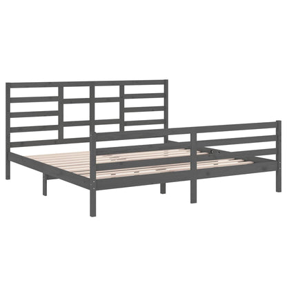 Bedframe Massief Hout 200 x 200 cm Grijs