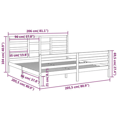 Bedframe Massief Hout 200 x 200 cm Grijs