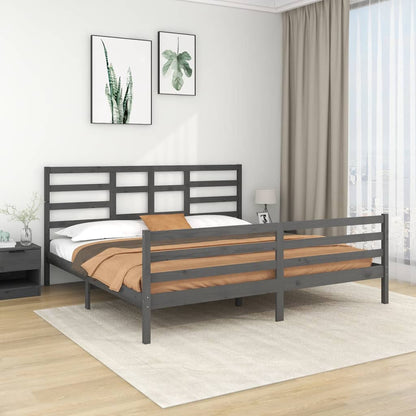 Bedframe Massief Hout 200 x 200 cm Grijs