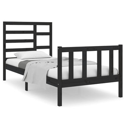 Bedframe Massief Hout 75 x 190 cm Zwart