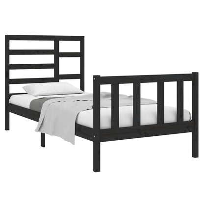 Bedframe Massief Hout 75 x 190 cm Zwart