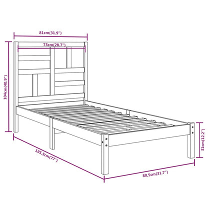 Bedframe massief hout 75x190 cm 75 x 190 cm Naturel