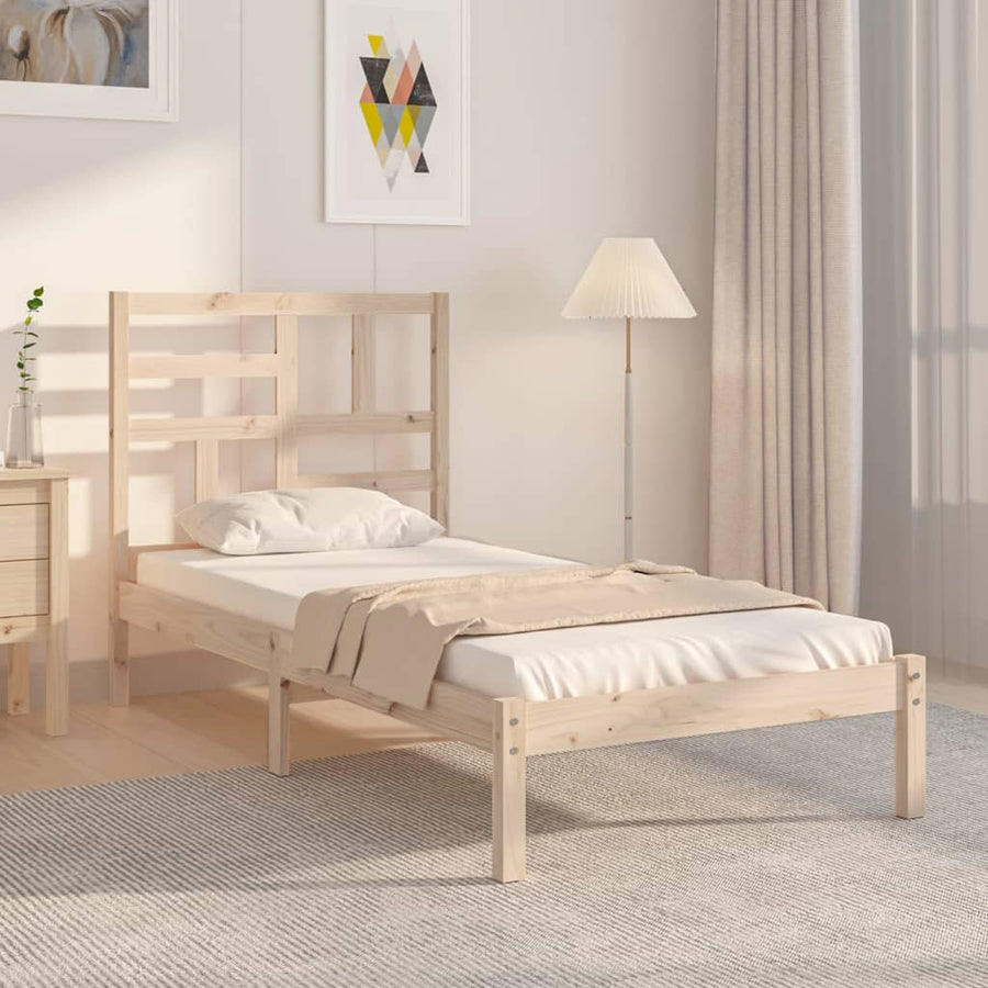 Bedframe massief hout 75x190 cm 75 x 190 cm Naturel
