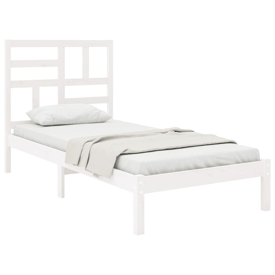 Bedframe massief hout wit 75x190 cm 75 x 190 cm Wit