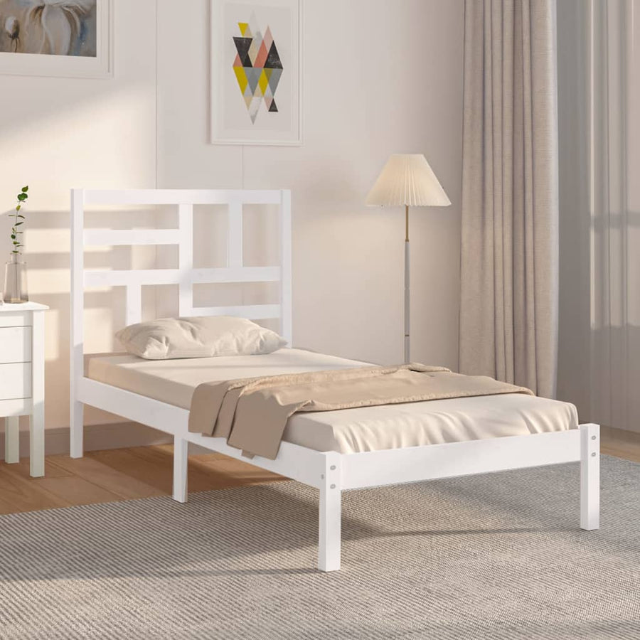 Bedframe massief hout wit 75x190 cm 75 x 190 cm Wit