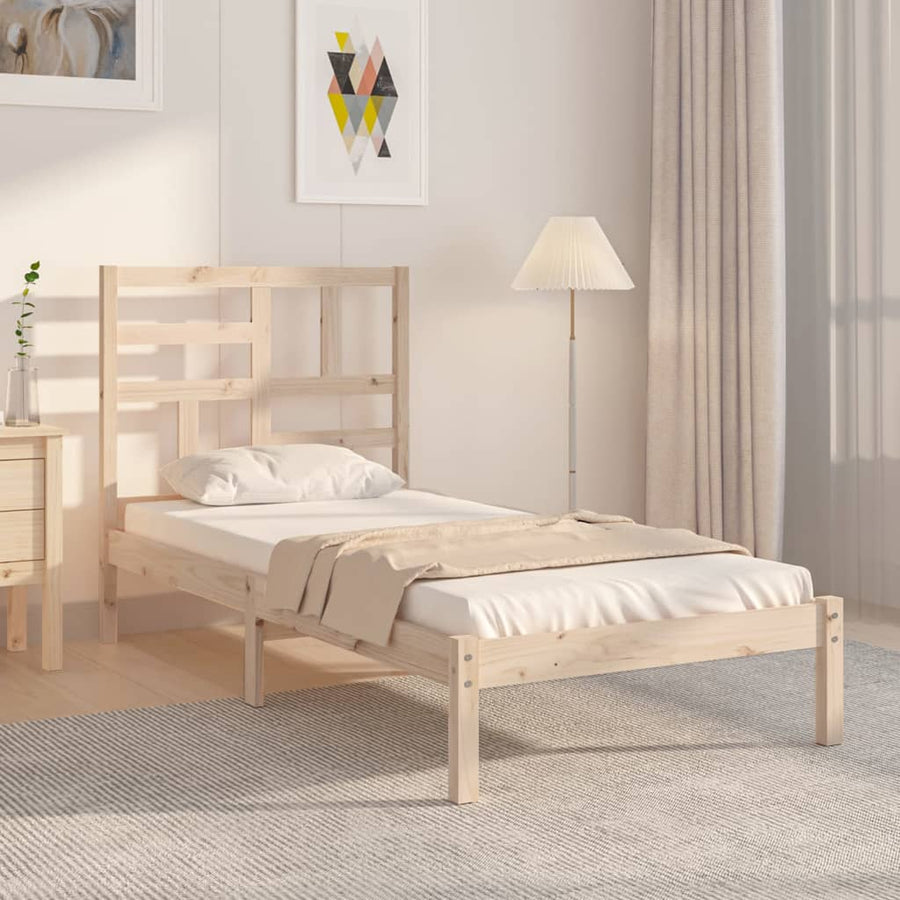 Bedframe massief hout 90x190 cm Single 90 x 190 cm Naturel