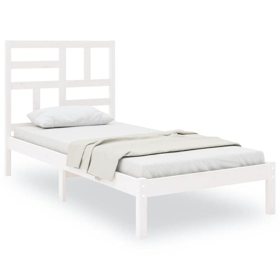 Bedframe massief hout wit 90x190 cm Single 90 x 190 cm Wit