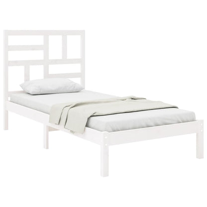 Bedframe massief hout wit 90x190 cm Single 90 x 190 cm Wit