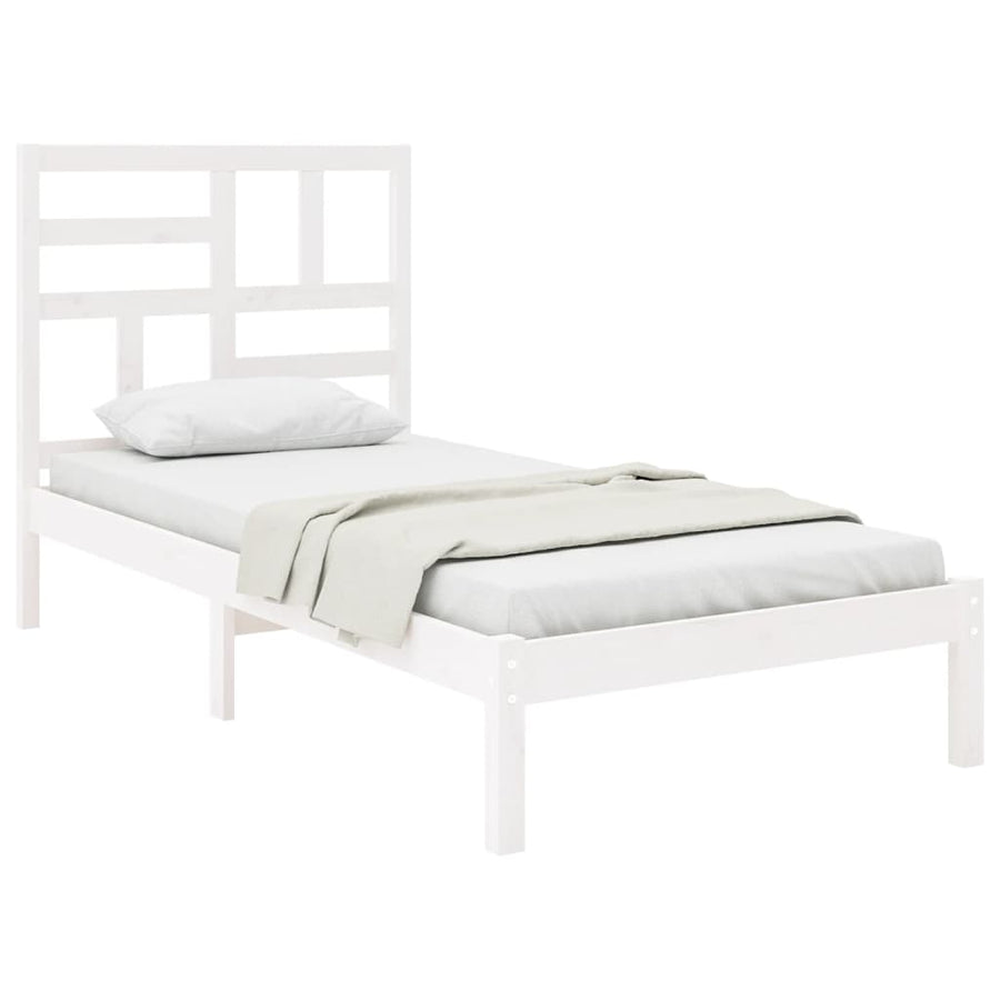 Bedframe massief hout wit 90x190 cm Single 90 x 190 cm Wit