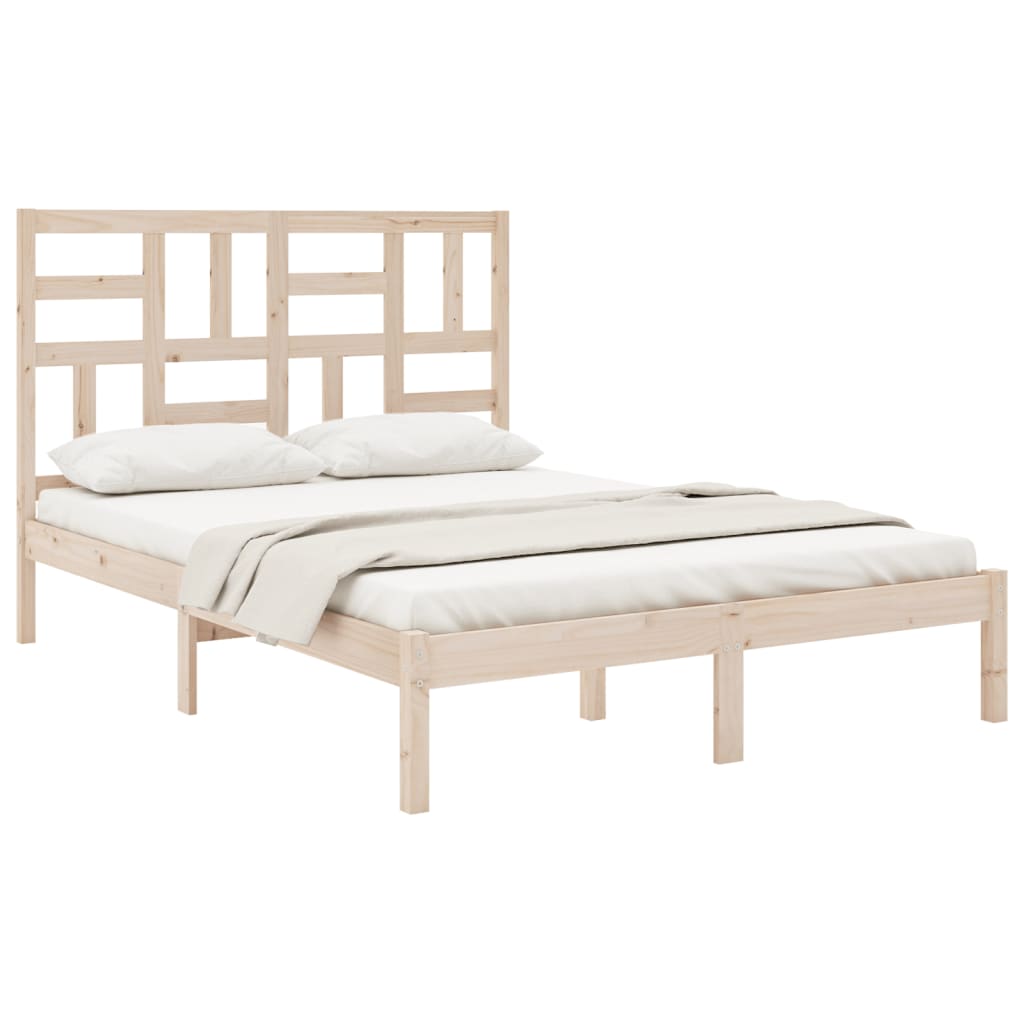 Bedframe massief hout 140x190 cm 140 x 190 cm Naturel