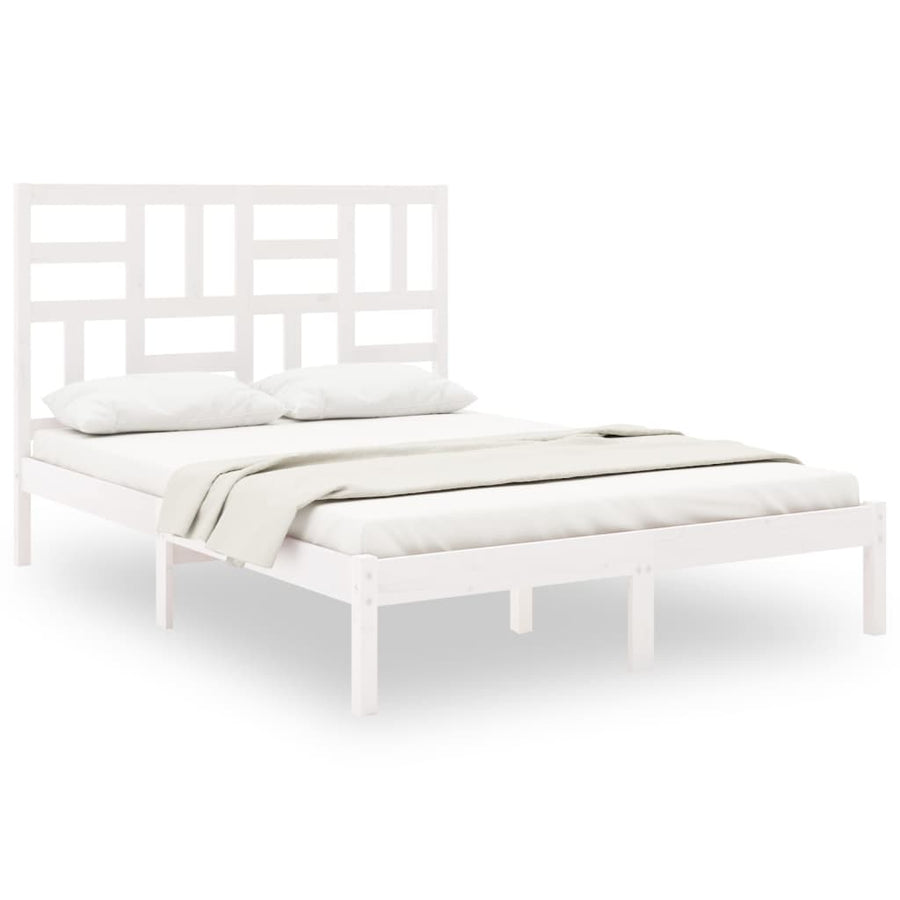 Bedframe Massief Hout 140 x 190 cm Wit