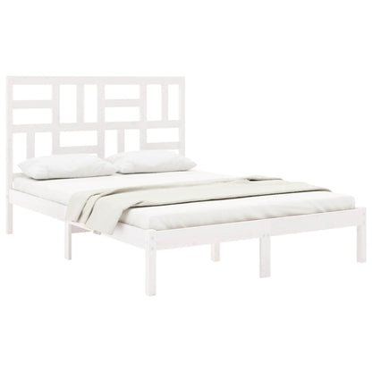 Bedframe Massief Hout 140 x 190 cm Wit