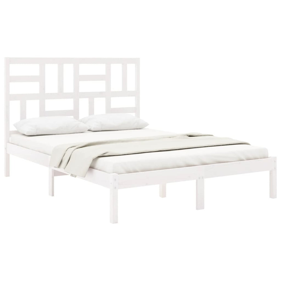 Bedframe Massief Hout 140 x 190 cm Wit