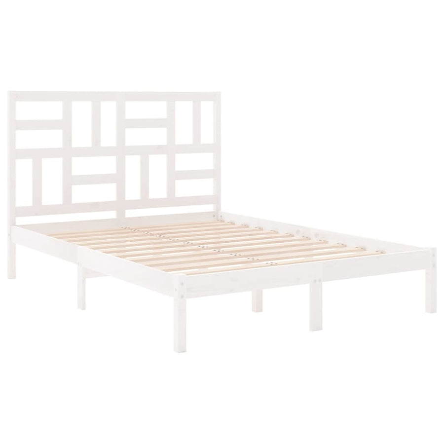 Bedframe Massief Hout 140 x 190 cm Wit