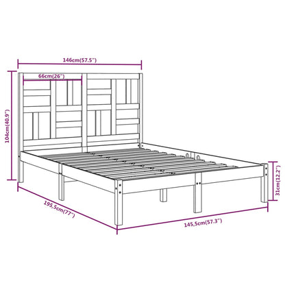 Bedframe Massief Hout 140 x 190 cm Wit