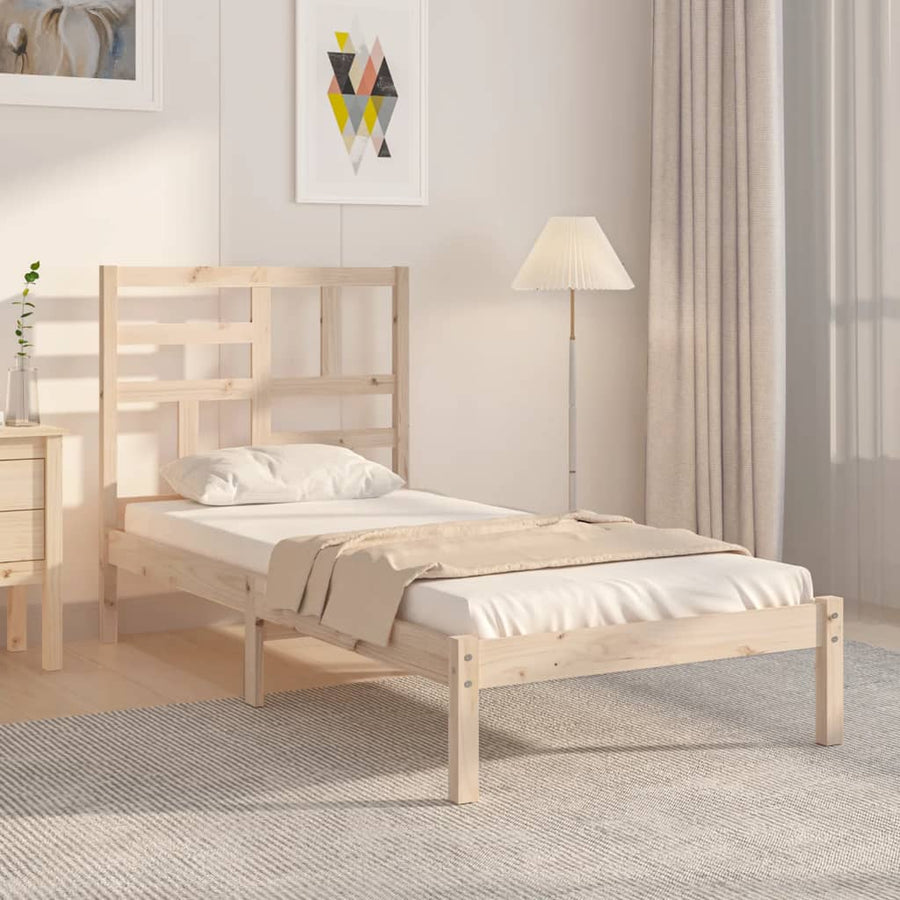 Bedframe massief hout 90x200 cm 90 x 200 cm Naturel
