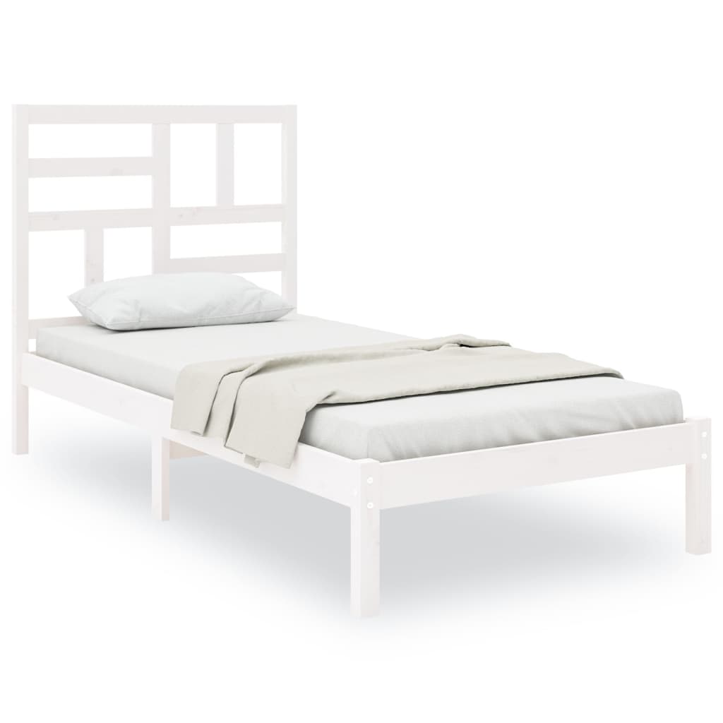 Bedframe massief hout wit 90x200 cm 90 x 200 cm Wit