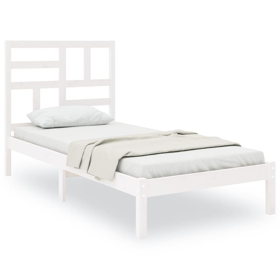Bedframe massief hout wit 100x200 cm