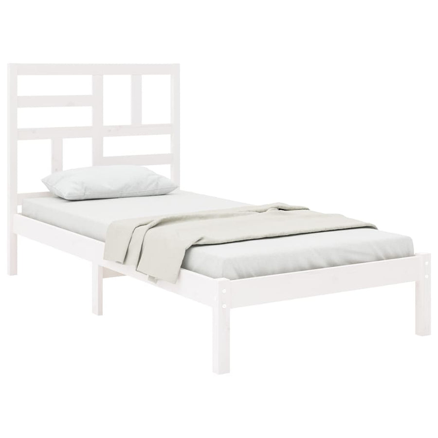 Bedframe massief hout wit 100x200 cm