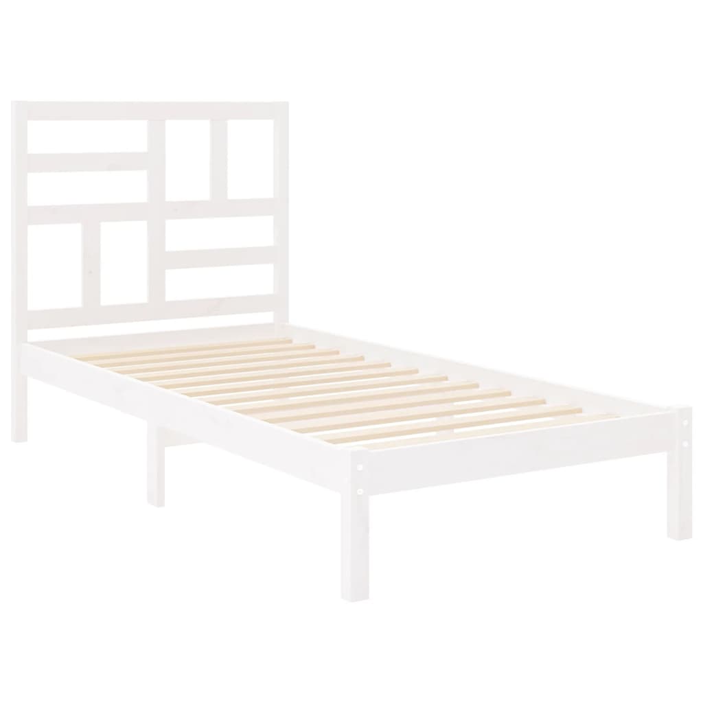 Bedframe massief hout wit 100x200 cm