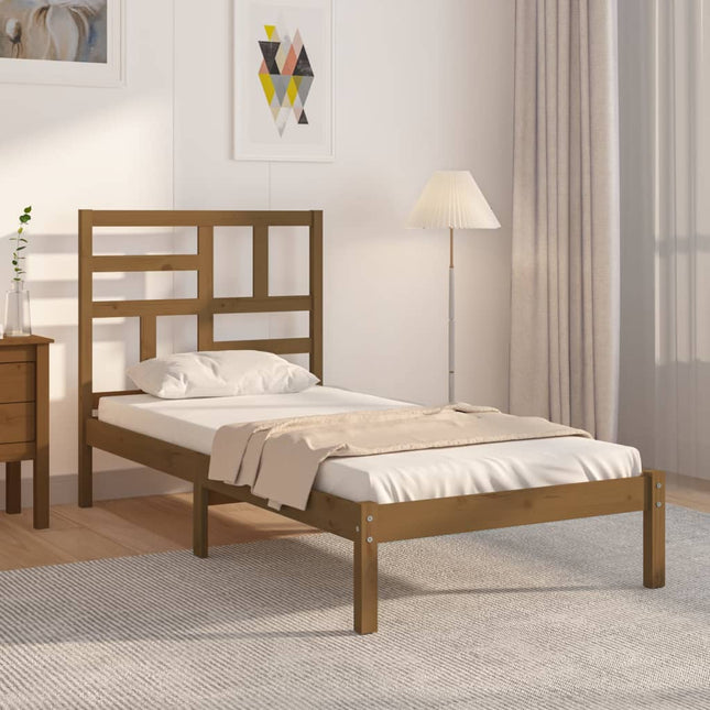 Bedframe massief hout honingbruin 100x200 cm 100 x 200 cm Honingbruin